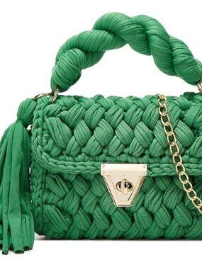 Chunky Yarn Knit Tote Bags for Women Vintage Crossbody Bag Top-handle Purse Hand